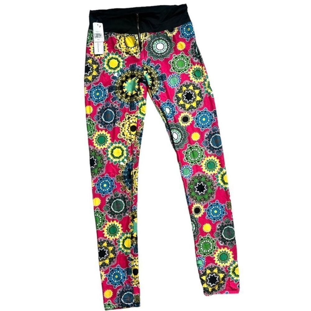 NWT Womens YPP Fashion Zip Detail Spirograph Burst Leggings - Sz XS